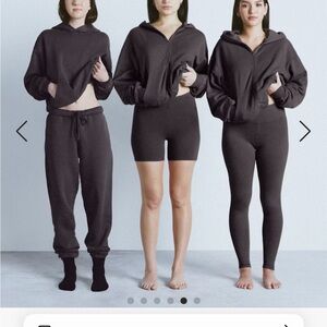 Skims Dark Gray Hoodie and Joggers  Set